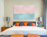 Two Sections Wall Canvas Print // Pink and Blue Rustic Paint Wall With Two Sections of Different Colours // Two-tone Wall Decor