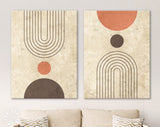 Mid Century Modern Canvas Print // Boho Wall Art // Rustic Wall Texture Canvas Print // Neutral Abstract Geometric Wall Decor // Set of 2