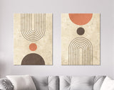 Mid Century Modern Canvas Print // Boho Wall Art // Rustic Wall Texture Canvas Print // Neutral Abstract Geometric Wall Decor // Set of 2