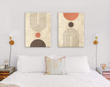 Mid Century Modern Canvas Print // Boho Wall Art // Rustic Wall Texture Canvas Print // Neutral Abstract Geometric Wall Decor // Set of 2