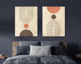 Mid Century Modern Canvas Print // Boho Wall Art // Rustic Wall Texture Canvas Print // Neutral Abstract Geometric Wall Decor // Set of 2