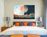 Day and Night Canvas Print // Sun and Moon Western Desert Landscape Wall Art // Boho Dune Print // Modern Abstract Canvas Wall Art