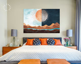 Sun and Moon Canvas Print // Day and Night Western Desert Landscape Wall Art // Boho Dune Print // Modern Abstract Canvas Wall Art