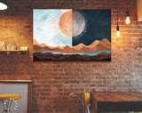 Sun and Moon Canvas Print // Day and Night Western Desert Landscape Wall Art // Boho Dune Print // Modern Abstract Canvas Wall Art