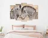 Zebras in Love Canvas Print // Couple of Zebras Wall Art // Zebra Wall Decor Love Wall Art // Cuddles Between Two Zebras // Animals in Love