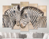 Zebras in Love Canvas Print // Couple of Zebras Wall Art // Zebra Wall Decor Love Wall Art // Cuddles Between Two Zebras // Animals in Love