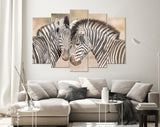 Zebras in Love Canvas Print // Couple of Zebras Wall Art // Zebra Wall Decor Love Wall Art // Cuddles Between Two Zebras // Animals in Love