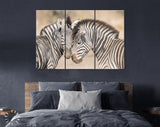 Zebras in Love Canvas Print // Couple of Zebras Wall Art // Zebra Wall Decor Love Wall Art // Cuddles Between Two Zebras // Animals in Love