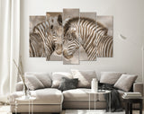 Zebras in Love Sepia Shadow Overlay Canvas Print // Zebra White Wood Background Canvas Print // Cuddles Between Two Zebras / Animals in Love