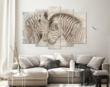 Vintage Zebras in Love Canvas Print // Cuddles Between Two Zebras Old Wall Background Canvas Print // Vintage Wall Art // Animals in Love