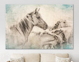 Vintage Horses Canvas Print // Wild Horses Old Wall Background Canvas Print // Vintage Wall Decor // Farmhouse Wall Art