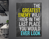 The Greatest Enemy Canvas Print // The Greatest Enemy Will Hide In The Last Place You Would Ever Look // Julius Caesar 75 BC Quote