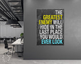 The Greatest Enemy Canvas Print // The Greatest Enemy Will Hide In The Last Place You Would Ever Look // Julius Caesar 75 BC Quote