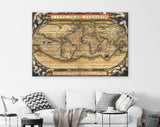 Antique Map Canvas Print // Antique Map by Ortelius, circa 1570 // Antique Map of the World Canvas Print// World Map Wall Art