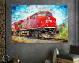 Locomotive Canvas Print // Powerful Diesel Locomotive // Commercial Cargo // Goods Train Print // Rail Freight Transport Wall Art