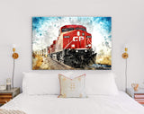 Cargo Train Canvas Print // Powerful Diesel Locomotive // Commercial Cargo // Locomotive Print // Rail Freight Transport Wall Art