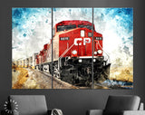 Cargo Train Canvas Print // Powerful Diesel Locomotive // Commercial Cargo // Locomotive Print // Rail Freight Transport Wall Art