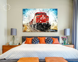 Cargo Train Canvas Print // Powerful Diesel Locomotive // Commercial Cargo // Locomotive Print // Rail Freight Transport Wall Art