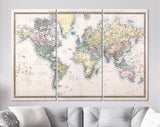 Old World Map Canvas Print Original Hand Coloured Map Of The World On Mercator Projection c. 1860 The Countries Are Named As They Were Then