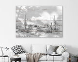 Arizona Desert Shadow Wood Texture Black & White Canvas Print // The Four Peaks and Saguaros // Central Arizona Desert