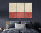 Two Sections Wall Canvas Print // Beige and Rosewood Rustic Paint Wall With Two Sections of Different Colours // Two-tone Wall Decor