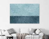 Two Sections Wall Canvas Print // Shades of Blue Rustic Paint Wall With Two Sections of Different Colours // Two-tone Wall Decor