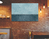 Two Sections Wall Canvas Print // Shades of Blue Rustic Paint Wall With Two Sections of Different Colours // Two-tone Wall Decor