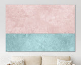 Two Sections Wall Canvas Print // Pink and Blue Rustic Paint Wall With Two Sections of Different Colours // Two-tone Wall Decor