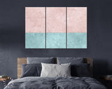 Two Sections Wall Canvas Print // Pink and Blue Rustic Paint Wall With Two Sections of Different Colours // Two-tone Wall Decor