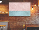 Two Sections Wall Canvas Print // Pink and Blue Rustic Paint Wall With Two Sections of Different Colours // Two-tone Wall Decor