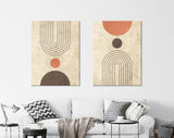 Mid Century Modern Canvas Print // Boho Wall Art // Rustic Wall Texture Canvas Print // Neutral Abstract Geometric Wall Decor // Set of 2