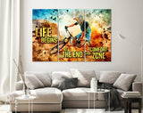 Downhill Canvas Print // Life Begins At The End Of Your Comfort Zone // MTB Mountain Biking Dusty Aggressive Turns Downhill Riding