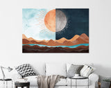 Sun and Moon Canvas Print // Day and Night Western Desert Landscape Wall Art // Boho Dune Print // Modern Abstract Canvas Wall Art