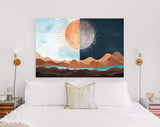 Sun and Moon Canvas Print // Day and Night Western Desert Landscape Wall Art // Boho Dune Print // Modern Abstract Canvas Wall Art