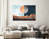 Sun and Moon Canvas Print // Day and Night Western Desert Landscape Wall Art // Boho Dune Print // Modern Abstract Canvas Wall Art