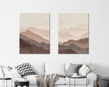 Misty Mountains Boho Canvas Print // Abstract Shapes Art Printable Wall Art Abstract // Geometric Modern Art // 2 Piece Wall Art Set
