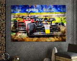 Max Verstappen and Charles Leclerc F1 2022 Canvas Print // Formula 1 Wall Art // Oracle Red Bull Racing Fan Gift // Formula One Fan Gift