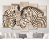 Zebras in Love Canvas Print // Sepia Wall Art // Couple of Zebras Print // Zebra Wall Decor // Cuddles Between Two Zebras // Animals in Love