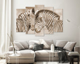 Zebras in Love Canvas Print // Sepia Wall Art // Couple of Zebras Print // Zebra Wall Decor // Cuddles Between Two Zebras // Animals in Love