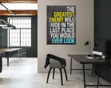 The Greatest Enemy Canvas Print // The Greatest Enemy Will Hide In The Last Place You Would Ever Look // Julius Caesar 75 BC Quote