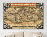 Antique Map Canvas Print // Antique Map by Ortelius, circa 1570 // Antique Map of the World Canvas Print// World Map Wall Art