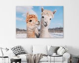 Lovely Alpacas Canvas Print // Two Lovely Alpacas In Winter // Farmhouse wall decor // Alpaca Portrait Print