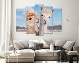 Lovely Alpacas Canvas Print // Two Lovely Alpacas In Winter // Farmhouse wall decor // Alpaca Portrait Print