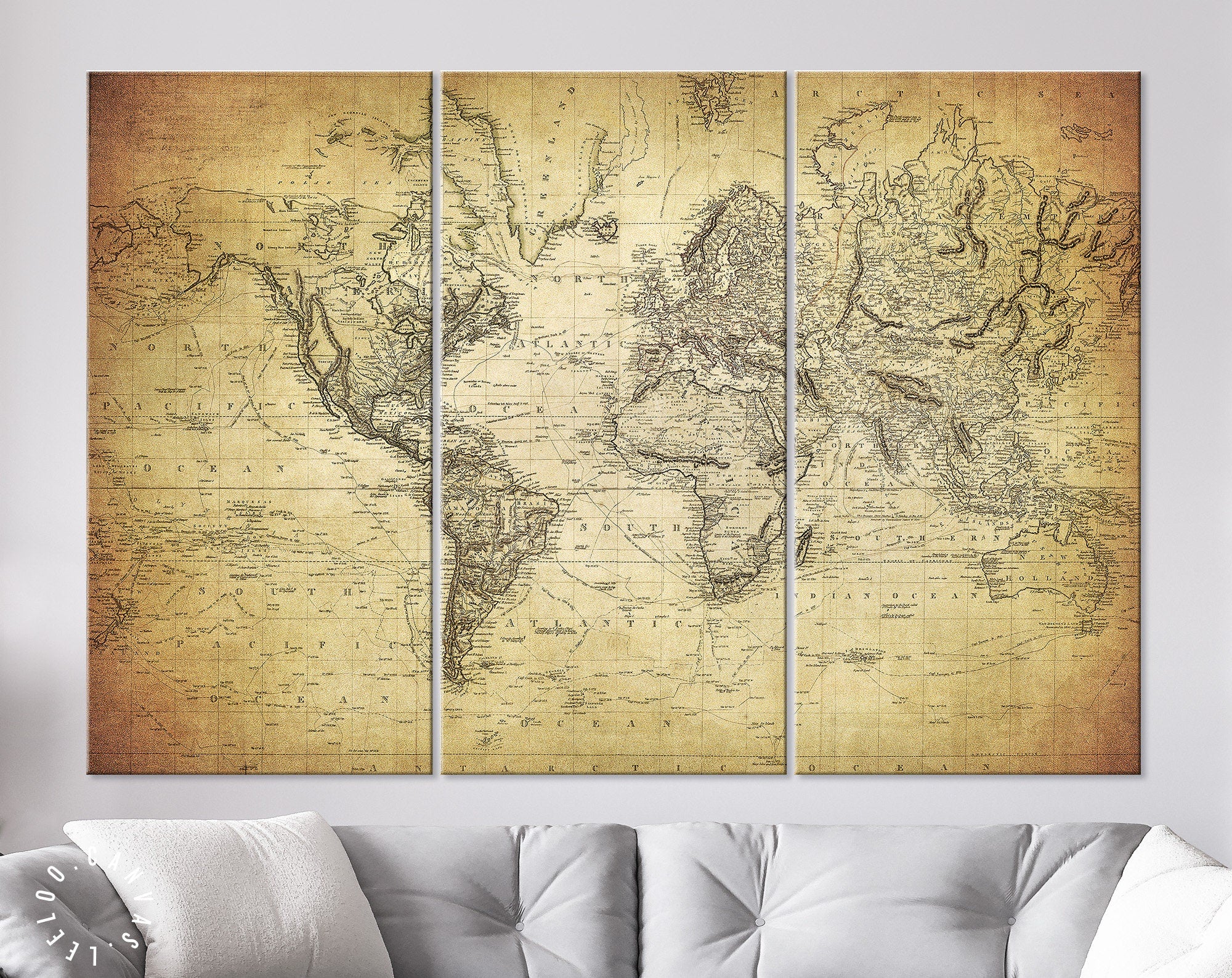 World Map 1814 Canvas Print – leeloocanvas