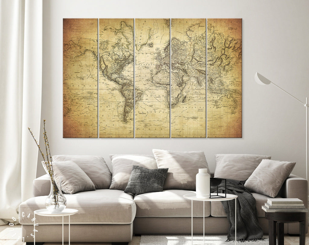 World Map 1814 Canvas Print – leeloocanvas