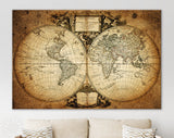 Mappe Monde 1752 Canvas Print // Vintage Map Of The World Robert De Vaugondy c. 1752 // World Map Print / Orbis Vetus in útrâque continente'