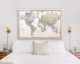 Old World Map Canvas Print Original Hand Coloured Map Of The World On Mercator Projection c. 1860 The Countries Are Named As They Were Then