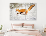 Chonky Fox Canvas Print // Red Fox Jumping Snow Wall Art // Cute Fox Home Decor // Adorably Round Fox Print