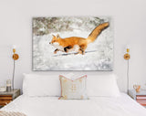 Chonky Fox Canvas Print // Red Fox Jumping Snow Wall Art // Cute Fox Home Decor // Adorably Round Fox Print