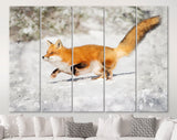 Chonky Fox Canvas Print // Red Fox Jumping Snow Wall Art // Cute Fox Home Decor // Adorably Round Fox Print